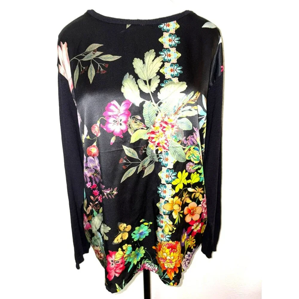 Johnny Was Black Floral Top - Picture 3 of 8